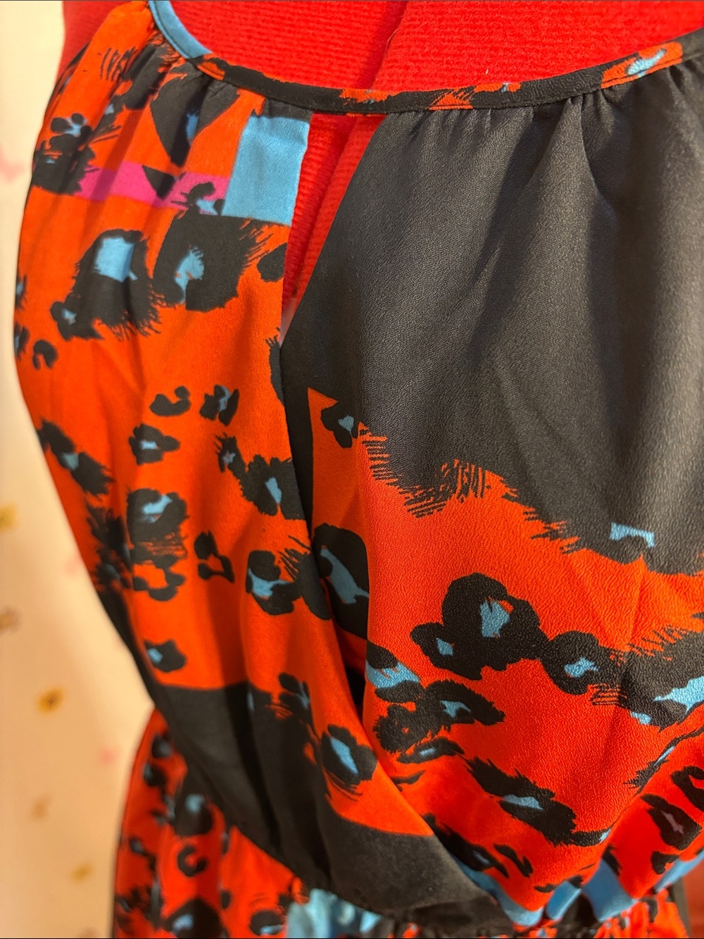 Romeo & Juliet Couture Orange, Black & Blue Floral Midi Dress - Picture 7 of 12